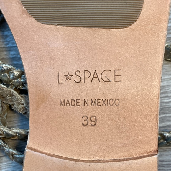 L*Space Hermosa braided sandals gold leather 39/9 - Picture 8 of 15